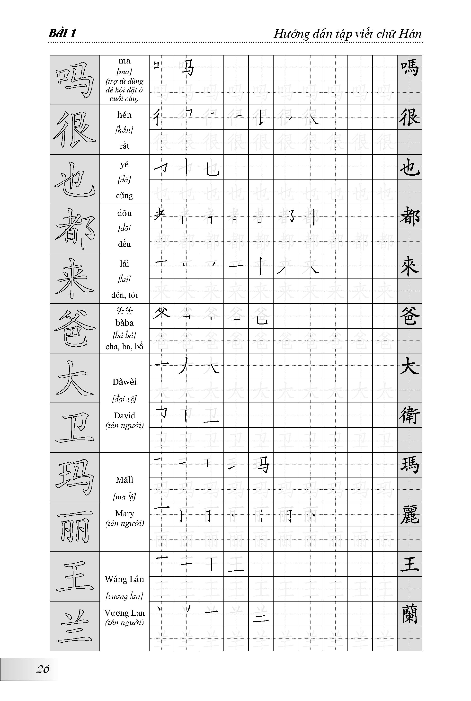Hướng Dẫn Tập Viết Chữ Hán