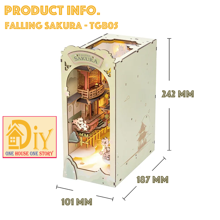 Mô hình Book nook DIY Rolife Falling Sakura TGB05 tự lắp ráp bằng gỗ - Quà tặng DIY trang trí sáng tạo cho bạn trai bạn gái
