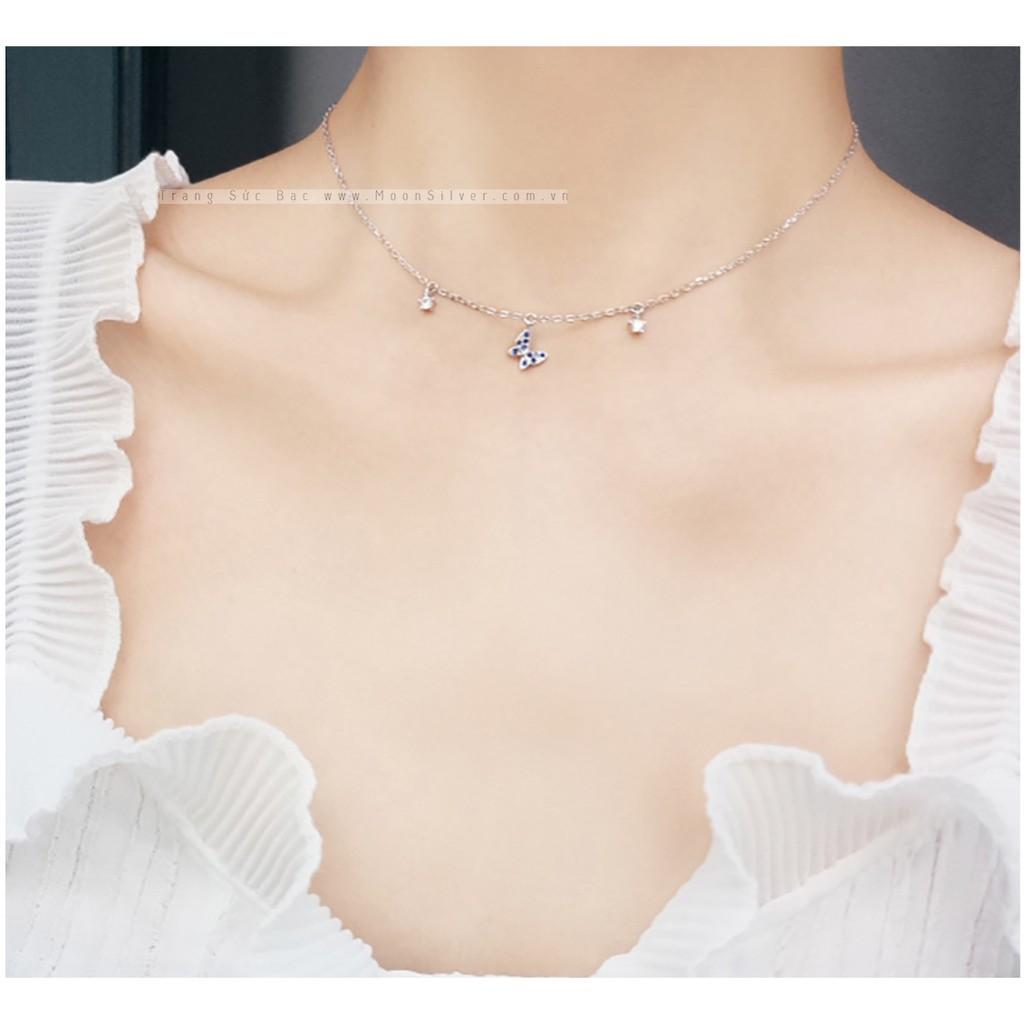 Dây chuyền bạc nữu moonsilver, vòng cổ bạc s925 cánh bướm xanh butterfly