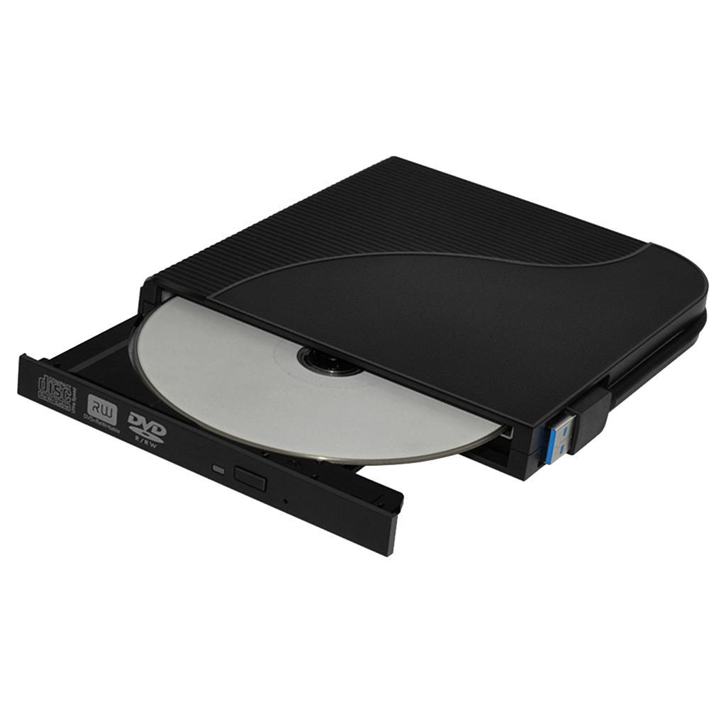 USB3.0 DVD ROM CD ROM Writer Drive Burner Reader External Player for Win 7 8 10 XP, , Black