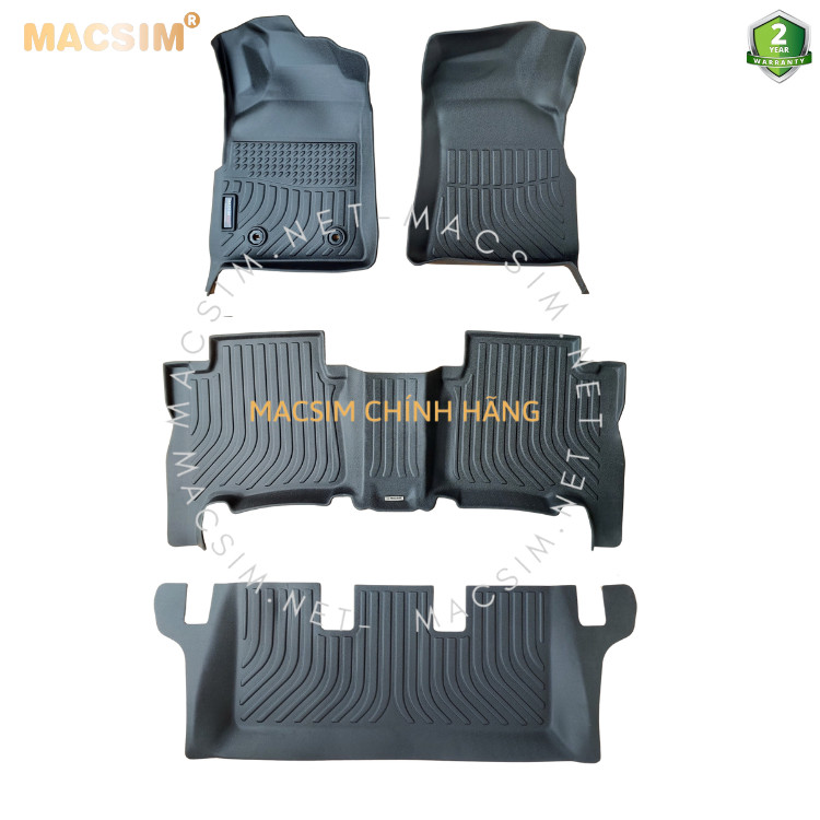 Thảm lót sàn xe ô tô Toyota Fortuner/Innova 2009-2016 Nhãn hiệu Macsim chất liệu nhựa TPE cao cấp màu đen 3 hàng ghế