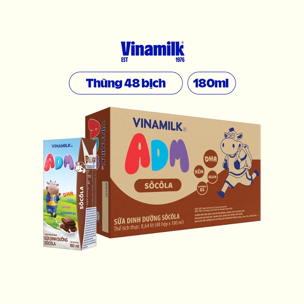 Sữa dinh dưỡng Socola Vinamilk ADM - Thùng 48 hộp 180ml
