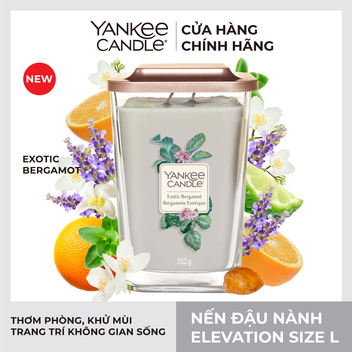 Nến ly vuông Elevation size L - Exotic Bergamot (552g)