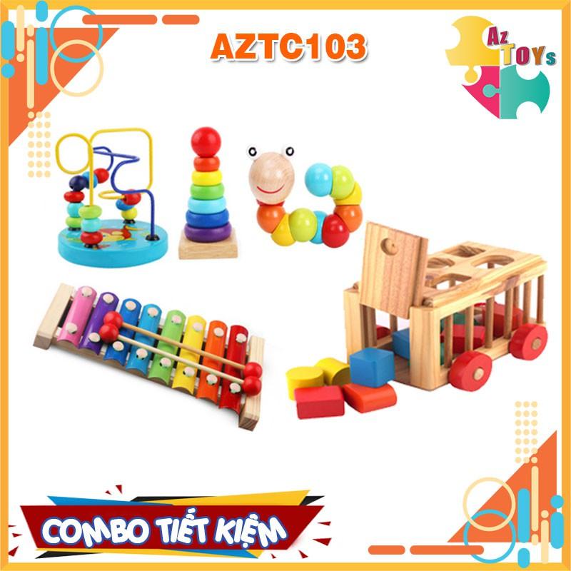 Combo Đồ Chơi Gỗ Montessori Phát Triển Trí Tuệ Toàn Diện Cho Bé Vừa Học Vừa Chơi