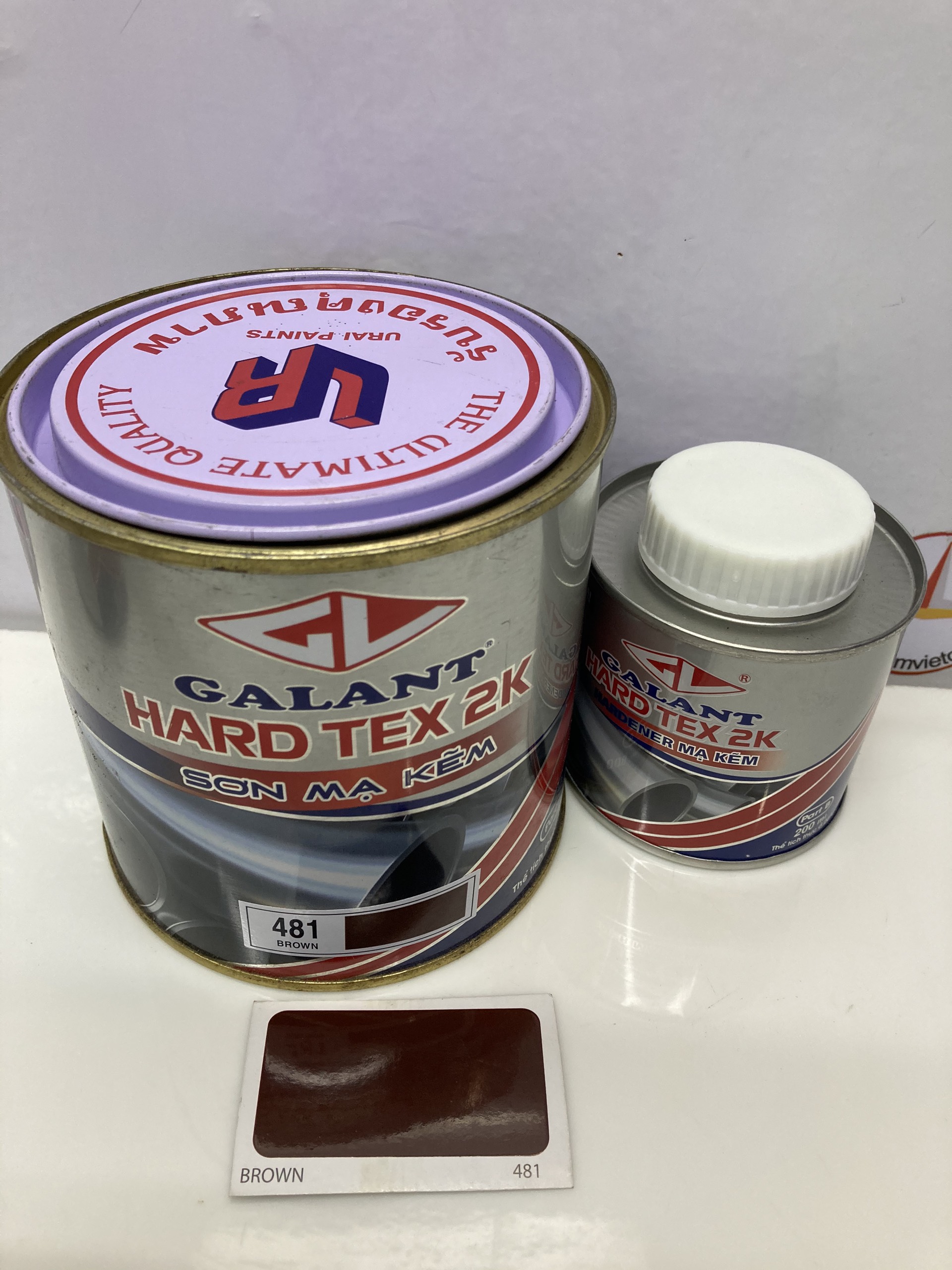 Sơn sắt mạ kẽm không cần lót Hard Tex 2K màu Nâu Brown 481 1L