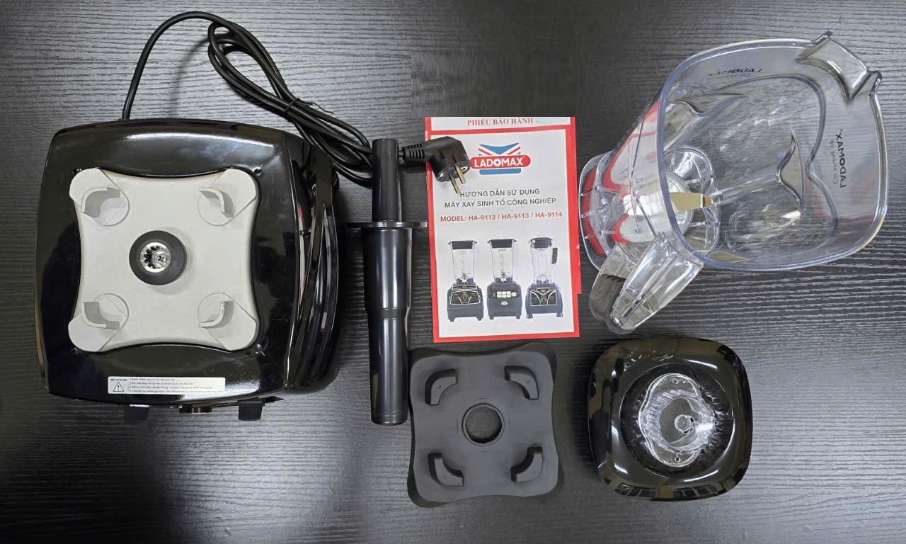 Máy xay sinh tố công nghiệp 2380W Ladomax chống rung ồn, inverter tiết kiệm điện, chân đế nhôm tản nhiệt tốt, moto lõi đồng, xay rau má, xay đá, sinh tố...có linh kiện thay thế - Hàng chính hãng