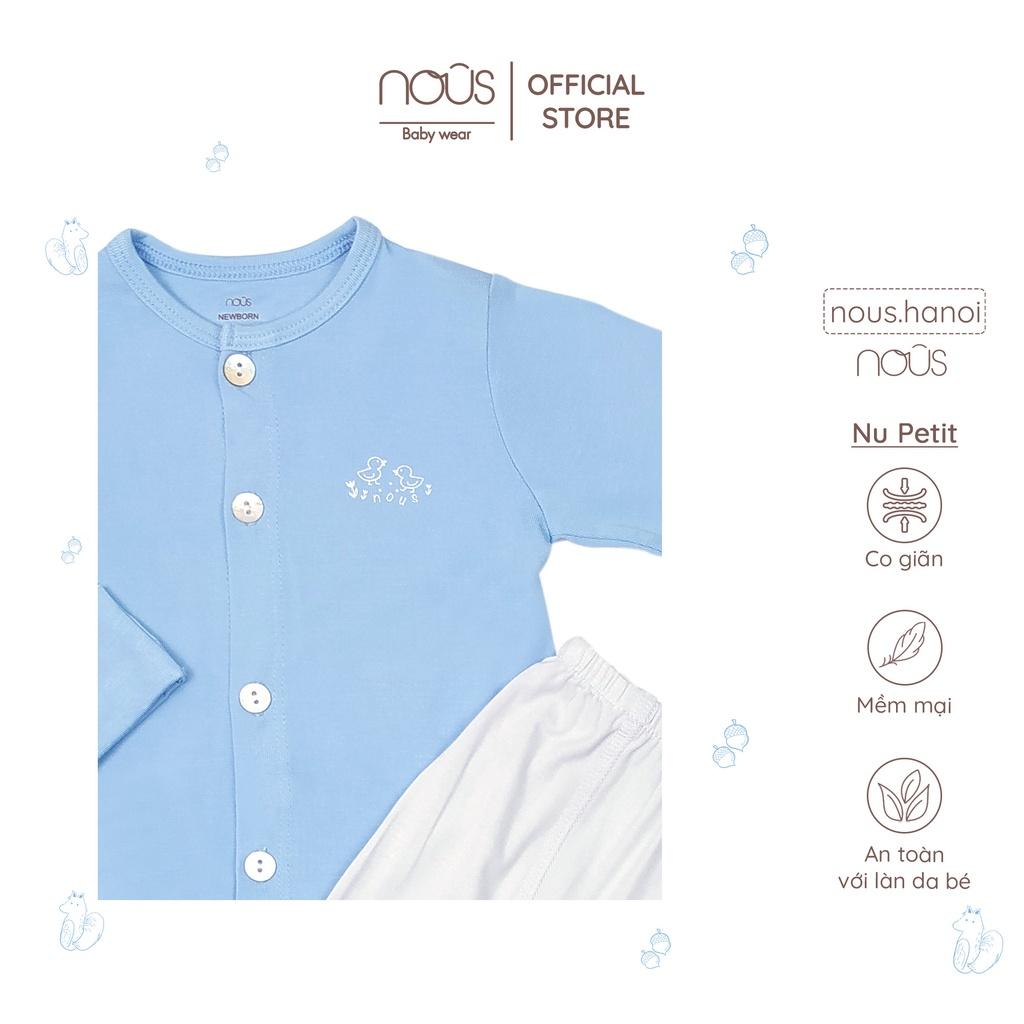 Bộ Quần Áo Sơ Sinh Nous Cài Cài Thẳng Dài Newborn Xanh Hình Vịt (Size Sơ Sinh NB)