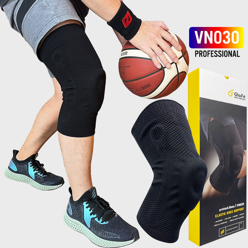 Băng Khớp Gối Glofit VN030 Protect.Genu, Băng Trợ Lực Và Cố Định Đầu Gối, Hỗ Trợ Khớp Gối Trong Thể Thao Và Chấn Thương Vùng Gối 1 Chiếc – Đen  – M