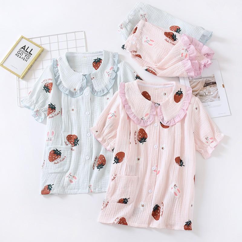 Bộ Pijama Sau Sinh Vải Xô Nhăn - Cộc tay N24