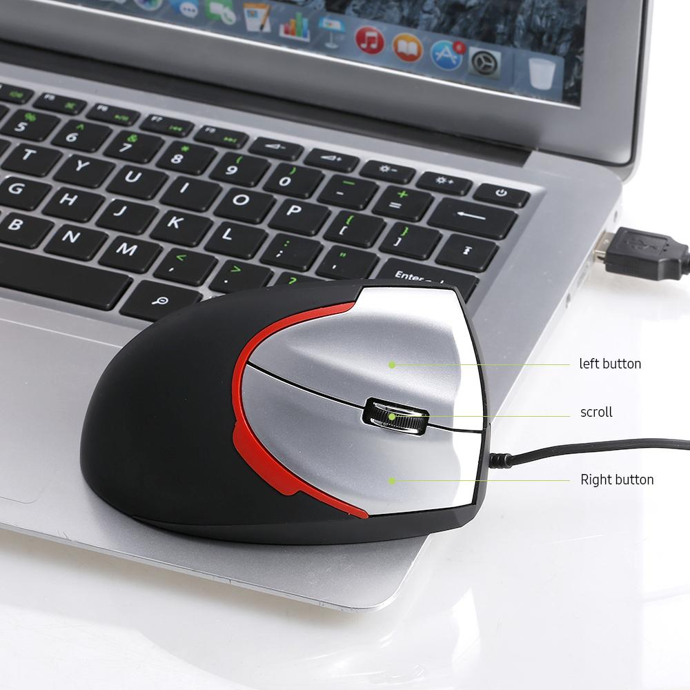 Chuột có dây dọc Công thái học 3 phím chơi game dành cho PC / Máy tính xách tay Màu đen