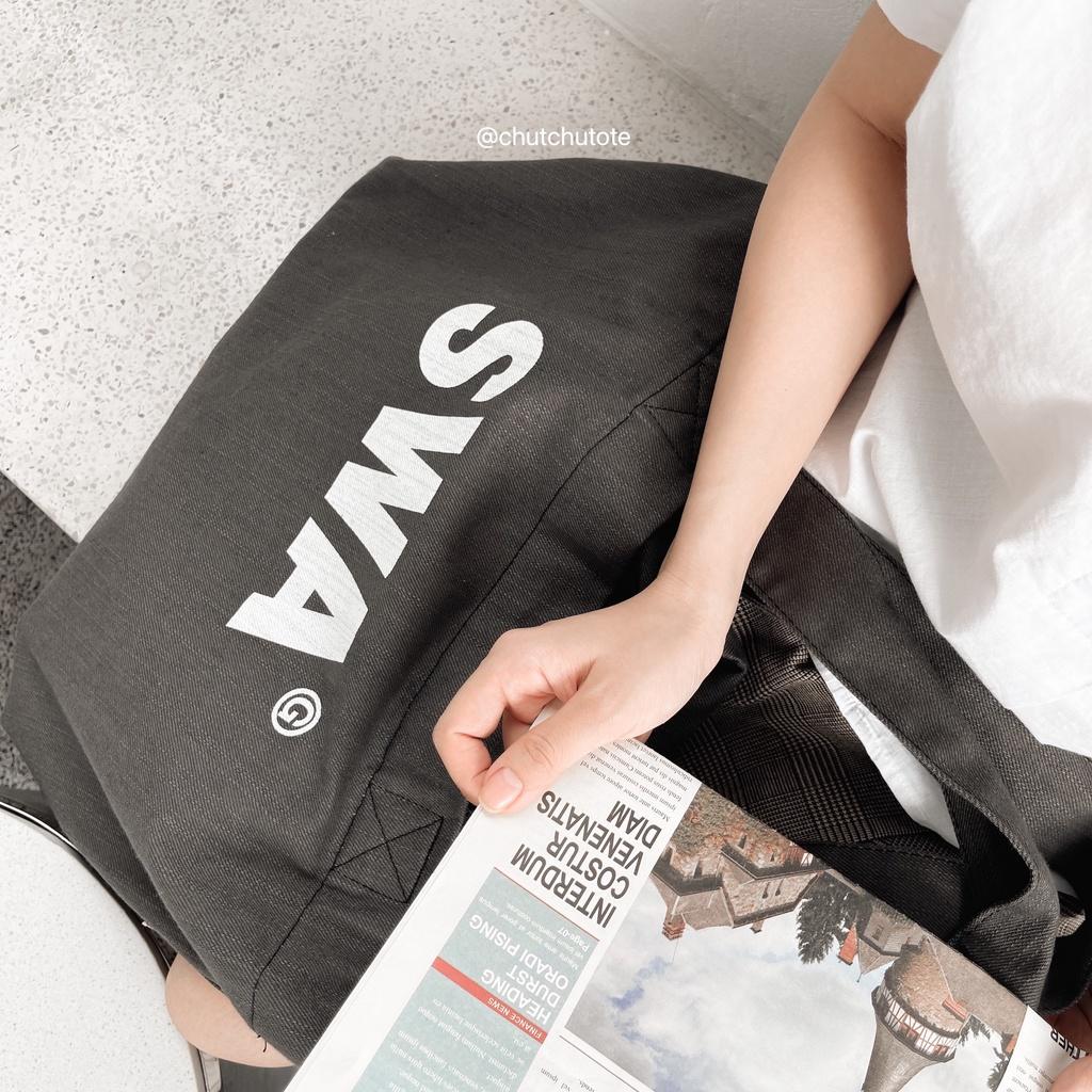 T256-T257/ Túi Vải Tote Thời Trang Đi Học Đi Chơi Form Rộng To Đựng Laptop