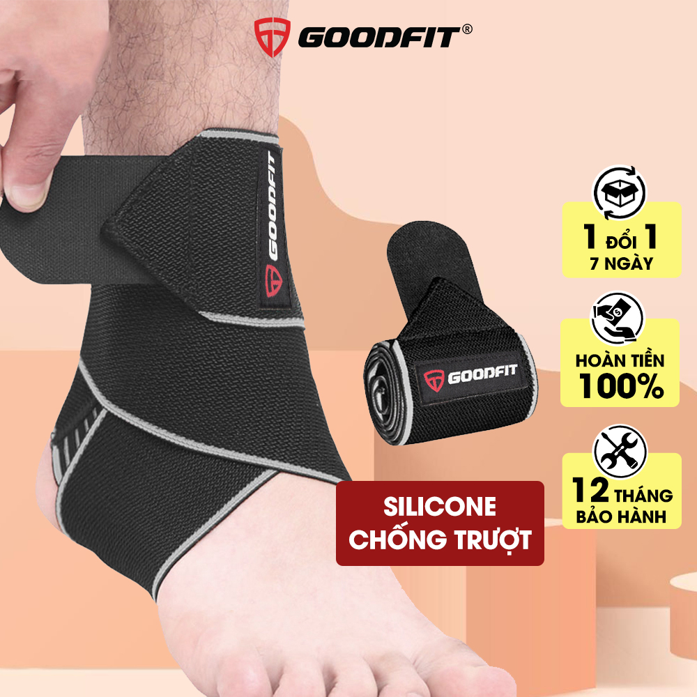 Băng quấn cố chân, băng bảo vệ cổ chân, mắt cá chân GoodFit co giãn đàn hồi, đệm silicone chống trượt GF612A