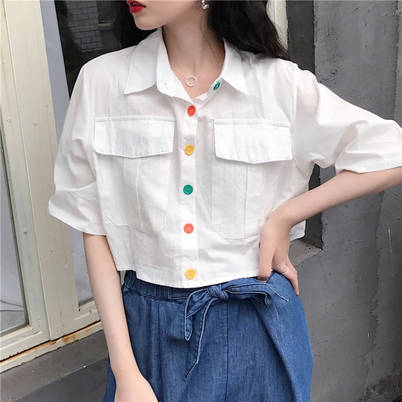 Áo kiểu croptop sơ mi Ulzzang Quảng Châu ASC95