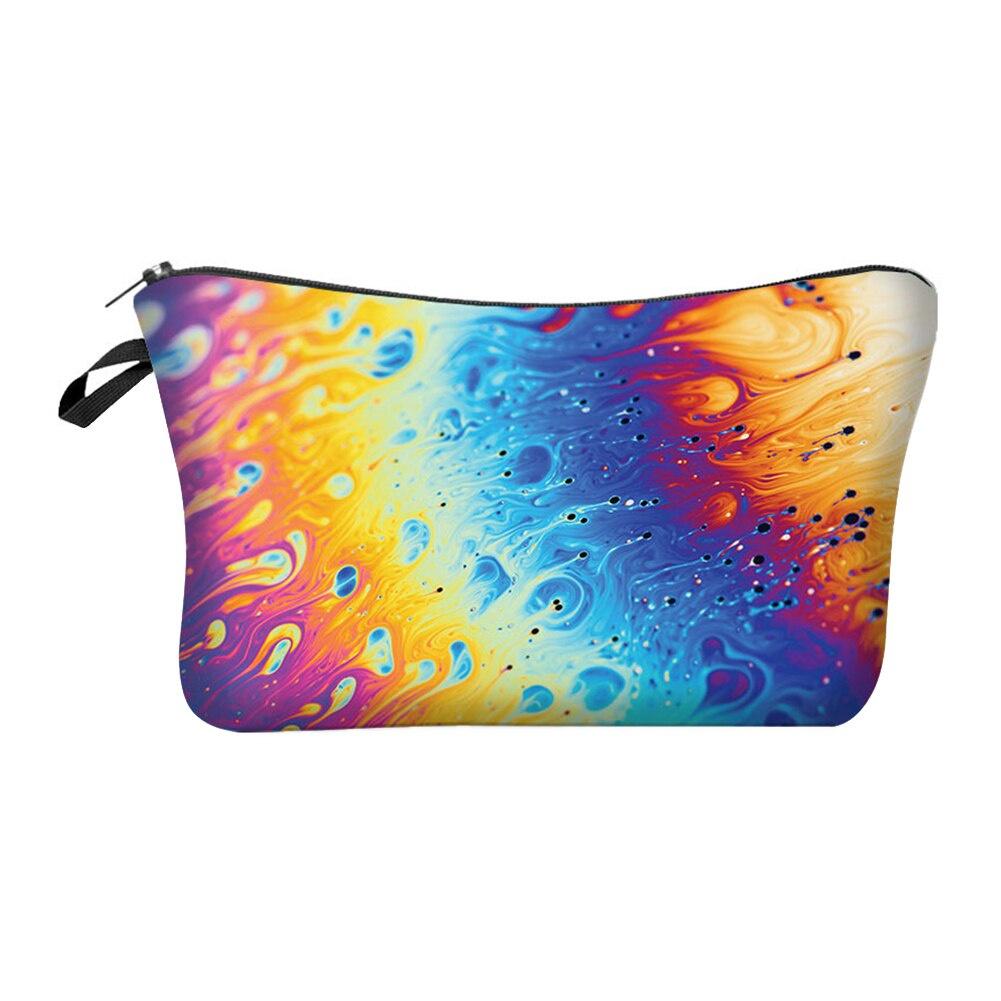 AA Cosmetic Bag Colorful Floral Print Makeup Bag Portable Multipurpose Storage Bag for Women