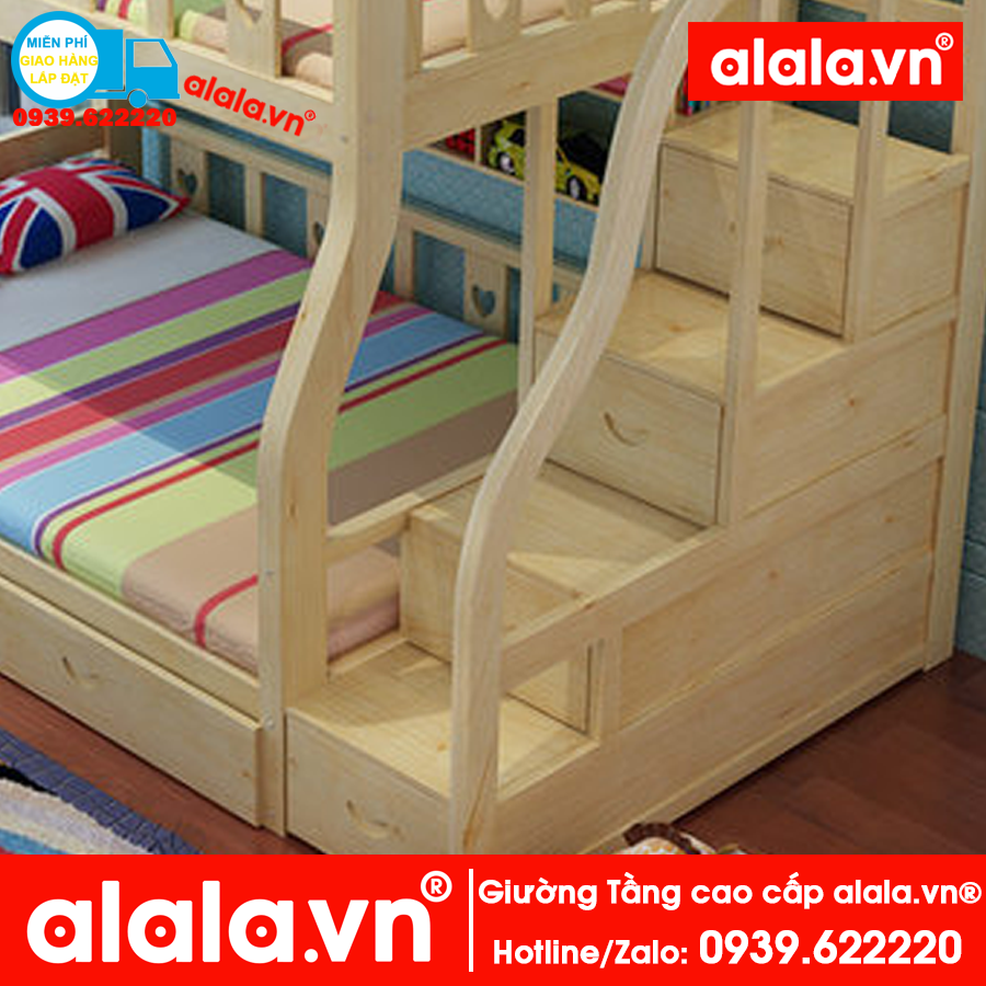 Giường tầng ALALA107 (1m, 1m2) gỗ thông nhập khẩu - www.ALALA.vn® - Za.lo: 0939.622220