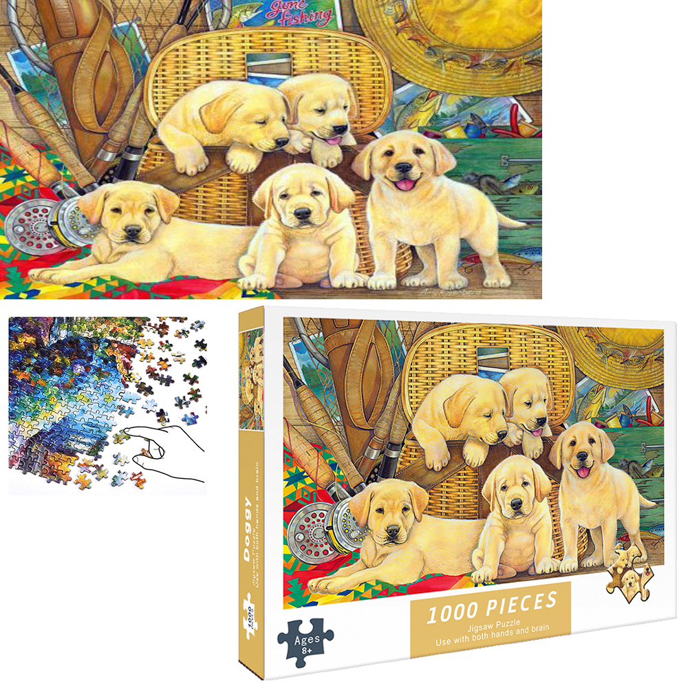 Bộ Tranh Ghép Xếp Hình 1000 Pcs Jigsaw Puzzle Tranh Ghép (75*50cm) Ảnh Chó Con Bản Đẹp Cao Cấp