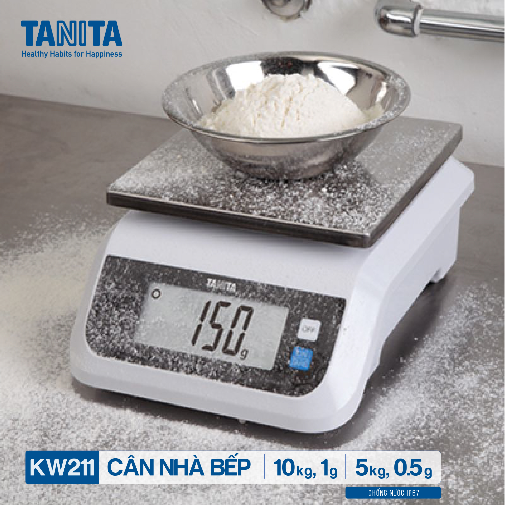 Cân tiểu ly điện tử nhà bếp chống nước IP67 TANITA KW211,Chính hãng nhật bản có trừ bì,bền đẹp,chính xác,sử dụng làm bánh,cân tổ yến,cân hải sản và y học,tặng kèm pin
