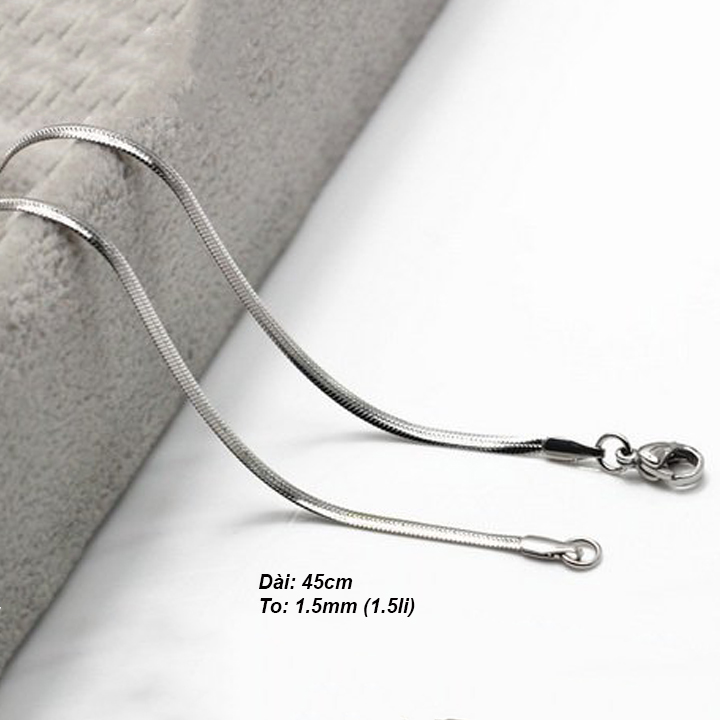Dây chuyền nữ kiểu mì dẹp 1.5li  WDC155T Không đen không gỉ sét