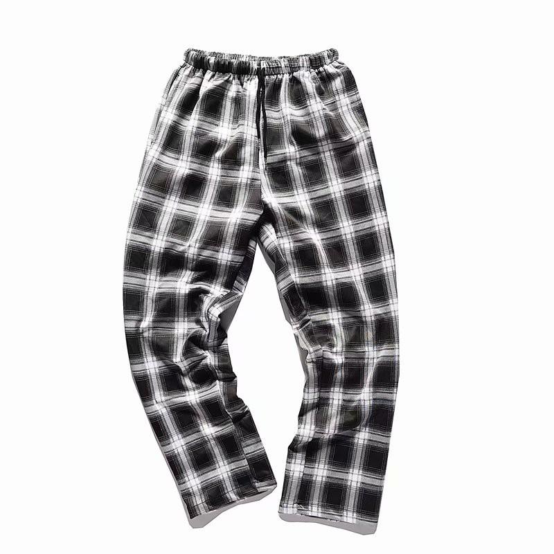 Quần dài nam sọc caro phối màu tương phản phong cách hip hop đường phố trẻ trung