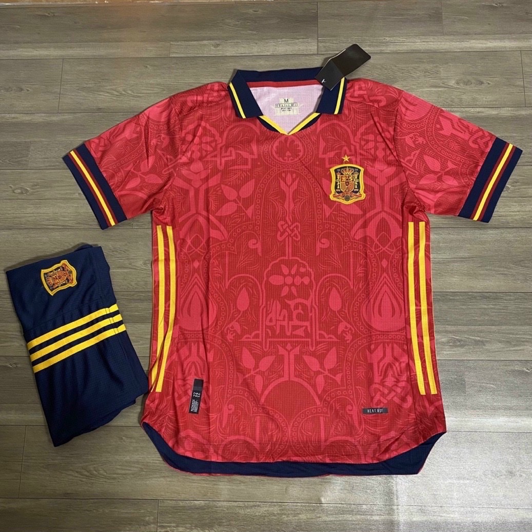 Quần áo đá bóng Đội tuyển Tây Ban Nha 2022 sân nhà vải Mè Thái cao cấp