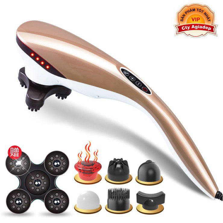 Dụng cụ massage cầm tay + 7 đầu matxa đa năng - Thư giãn đa điểm tay chân lưng bụng vai gáy