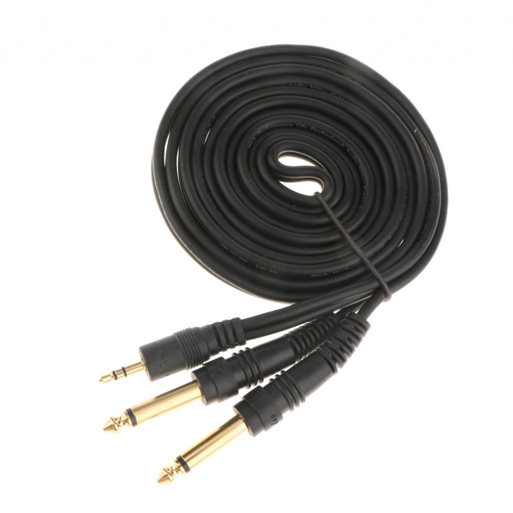 3.5mm to Double 6.5mm Adapter Male to Male Audio Cable Cord Wire 2m+1m