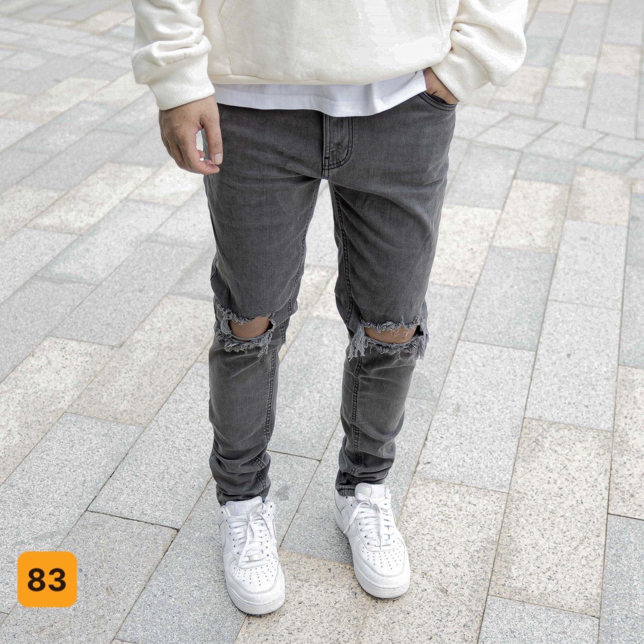 Quần Jean Nam - Quần Bò Nam Co Dãn Phối Rách Ôm Form Tôn Dáng Chuẩn, Quần Jean Thời Trang Cao Cấp Nam Muradfashion MS83