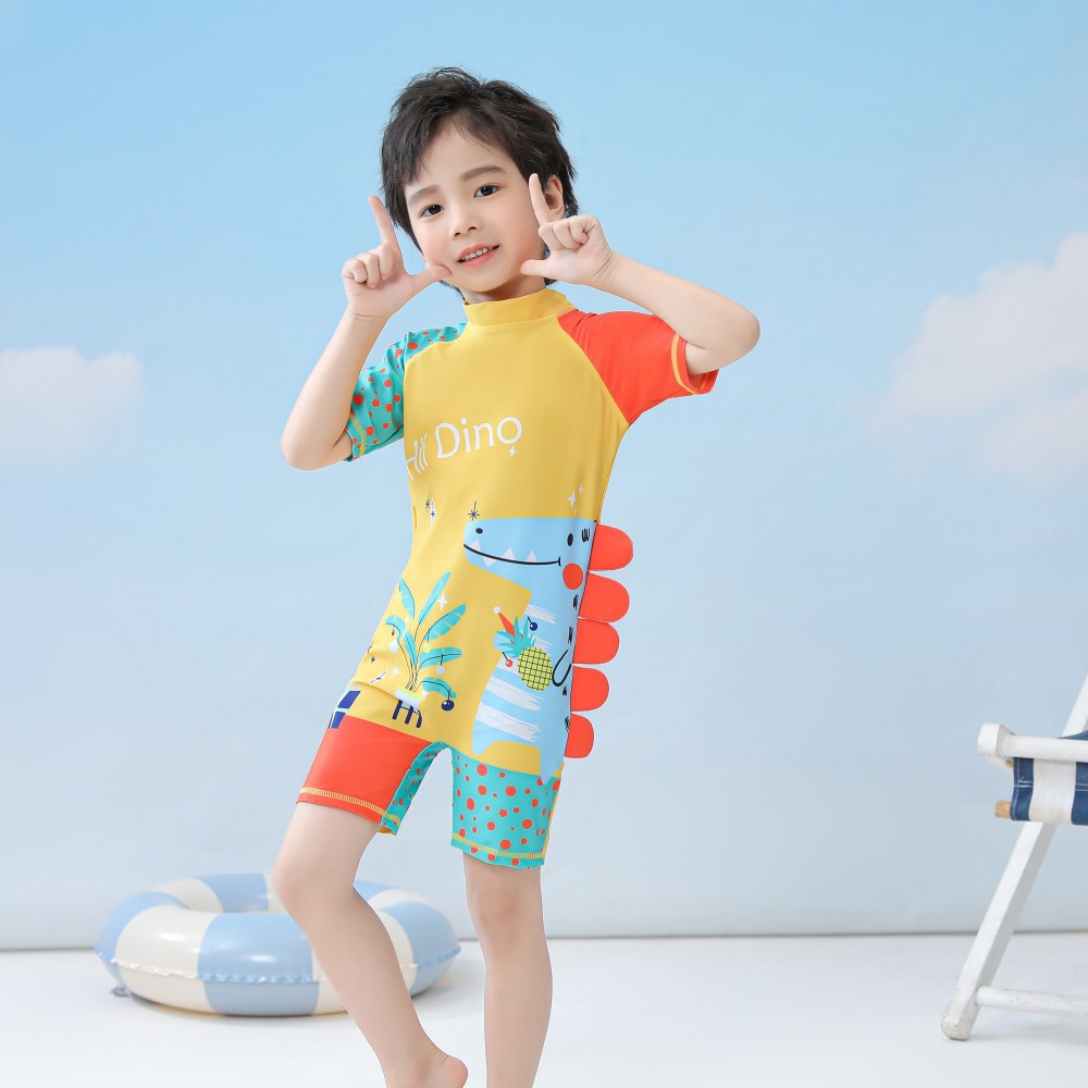Set đồ bơi liền thân ngắn tay cho bé trai bé gái nhiều họa tiết nhiều màu cao cấp ( kèm nón bơi chống lạnh cho bé )