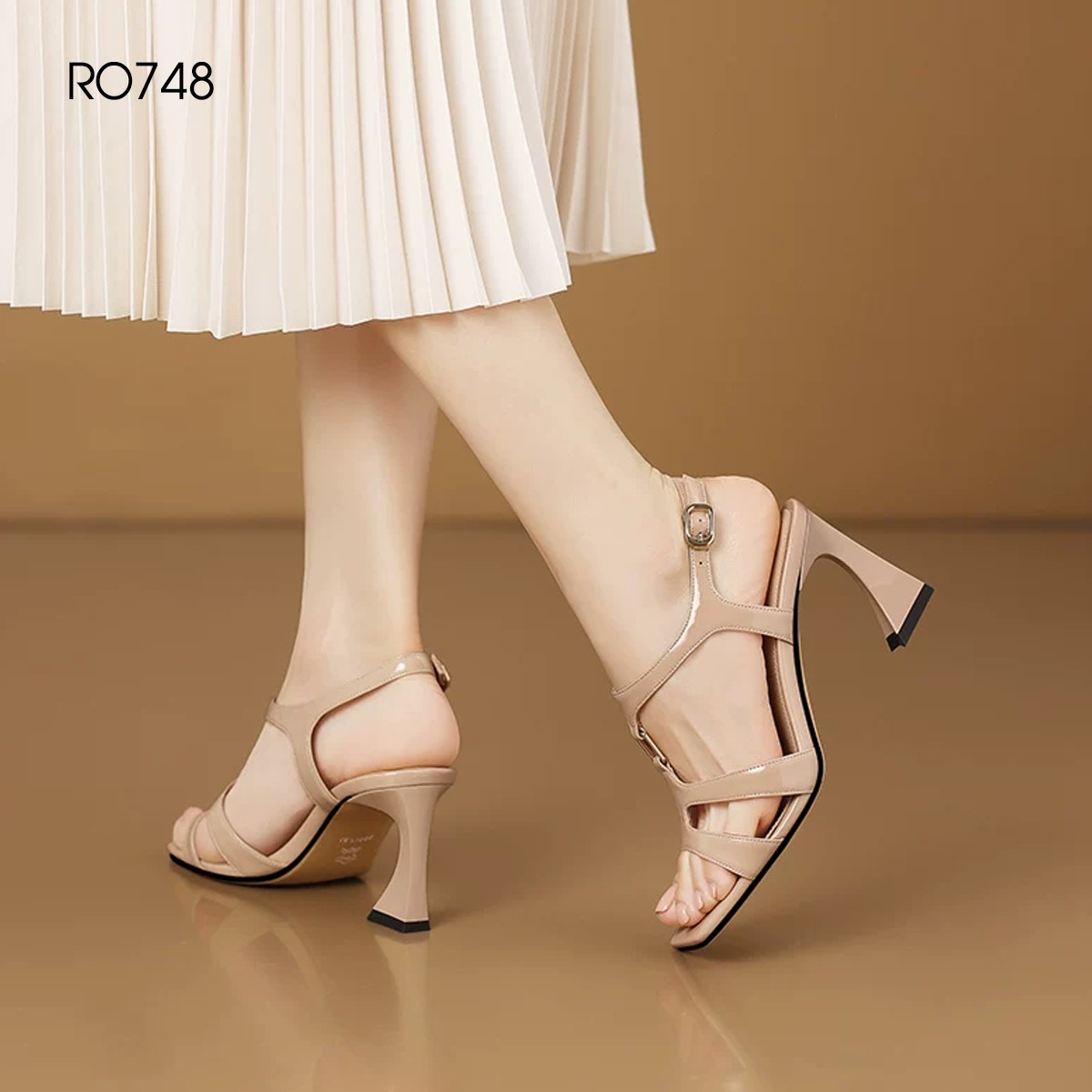 Sandal cao gót nữ ROSATA RO748 -7p- Đen, Nude - BKSTORE - HÀNG VIỆT NAM