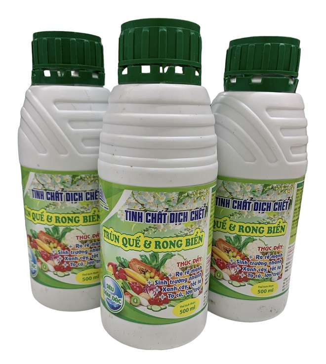 Dịch Trùn Quế Rong Biển - Chai 500ml, giúp to củ, lớn quả, cây ra rễ mạnh, xanh cây, tốt lá