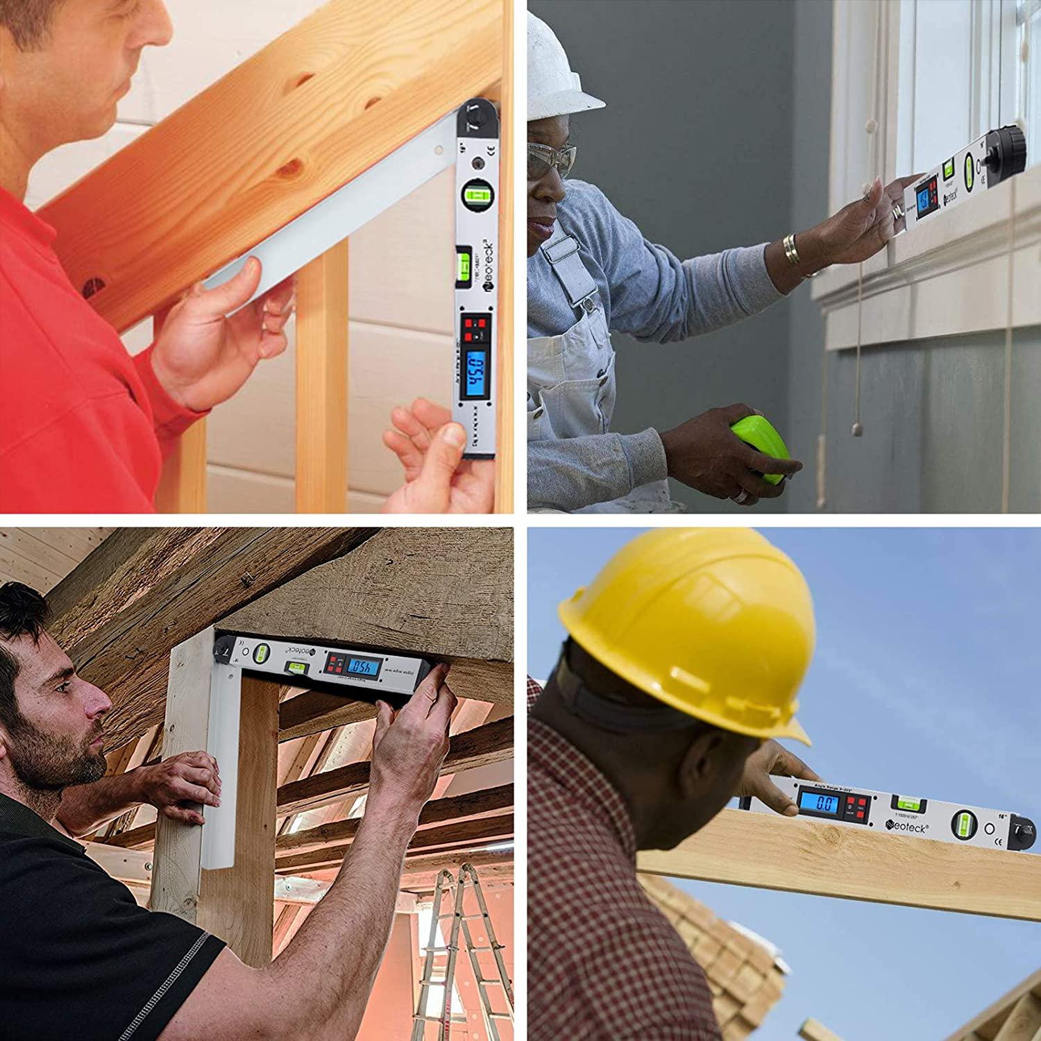 Máy tìm góc kỹ thuật số 400mm / 16 inch 0~225° Thước đo góc ngang kỹ thuật số Thước đo mức đèn nền LCD có hộp đựng di động để tái cấu trúc công việc công nghiệp