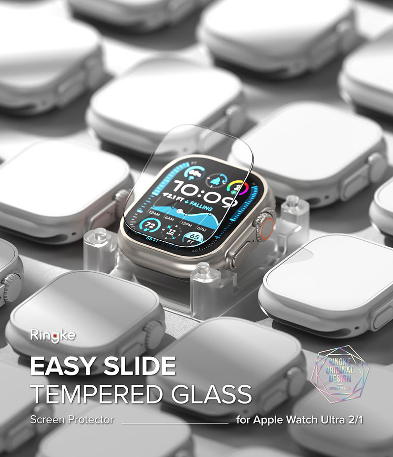 Bộ 2 dán cường lực Apple Watch Ultra 2/1 RINGKE Easy Slide Tempered Glass - Hàng Chính Hãng