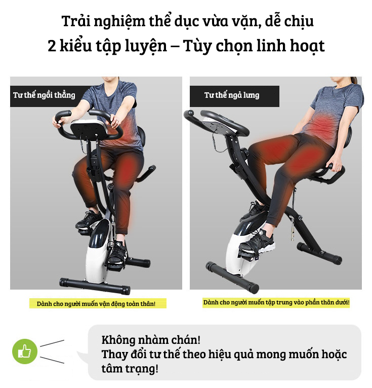 Xe đạp thể thao tại nhà gấp gọn 10 cấp độ kháng lực cảm biến nhịp tim hoạt động êm ái tải trọng 120kg