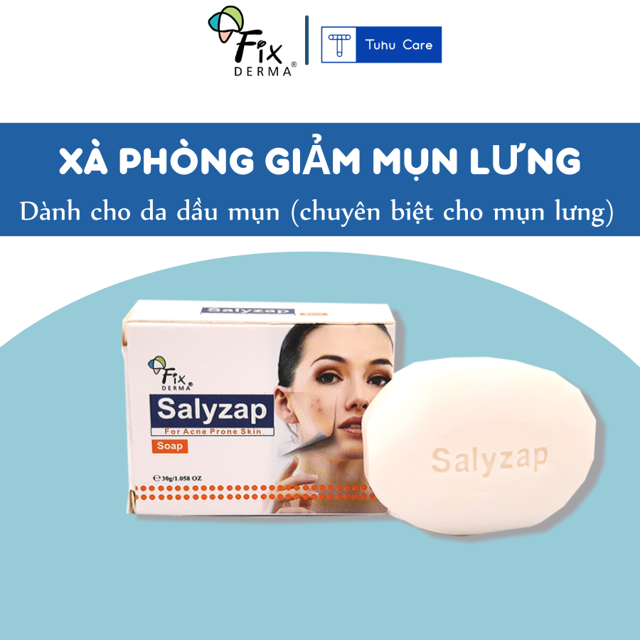 Xà bông giảm mụn lưng Fixderma Salyzap chính hãng 35g&amp;70g, làm sạch da, giảm mụn, giảm viêm, làm trắng sáng da nhẹ nhàng