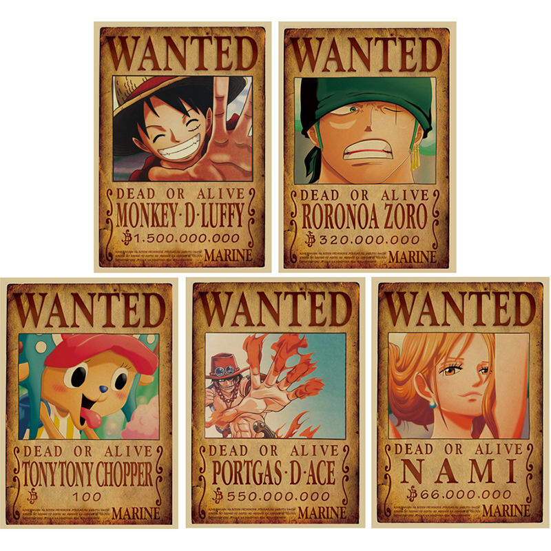 Bộ 5 Hình Poster Casiofx Truy Nã  One Piece Đảo Hải Tặc