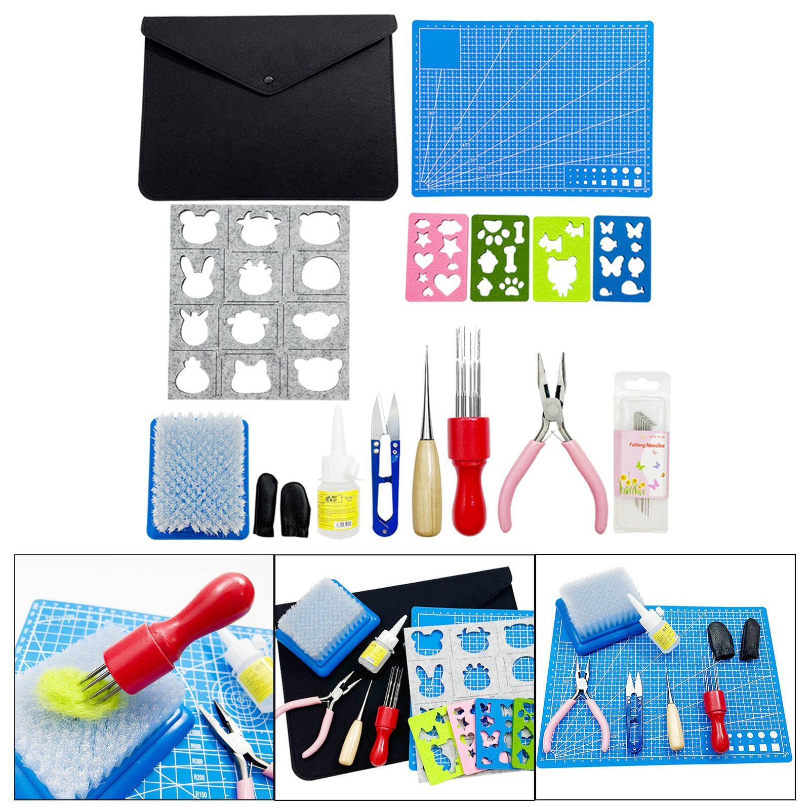 Needle Felting Starter Kit with Felt Bag Wool Felt Mold for Handicraft Lover
