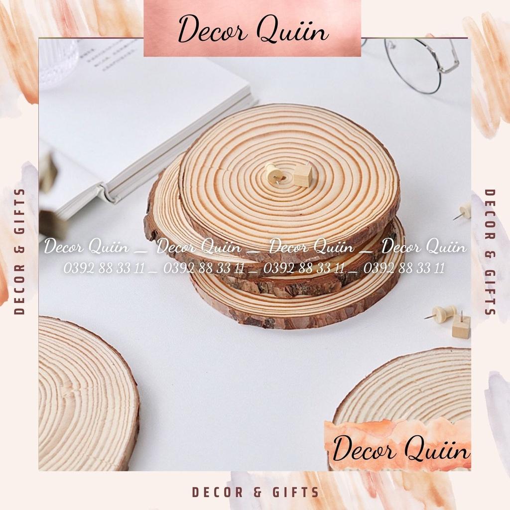 Lót cốc gỗ vintage ️ decor lót ly vân gỗ mộc trang trí