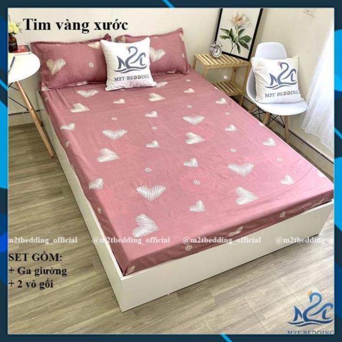 - Bộ 3 món ga gối Cotton Poly Hàn Quốc drap giường và 2 vỏ gối