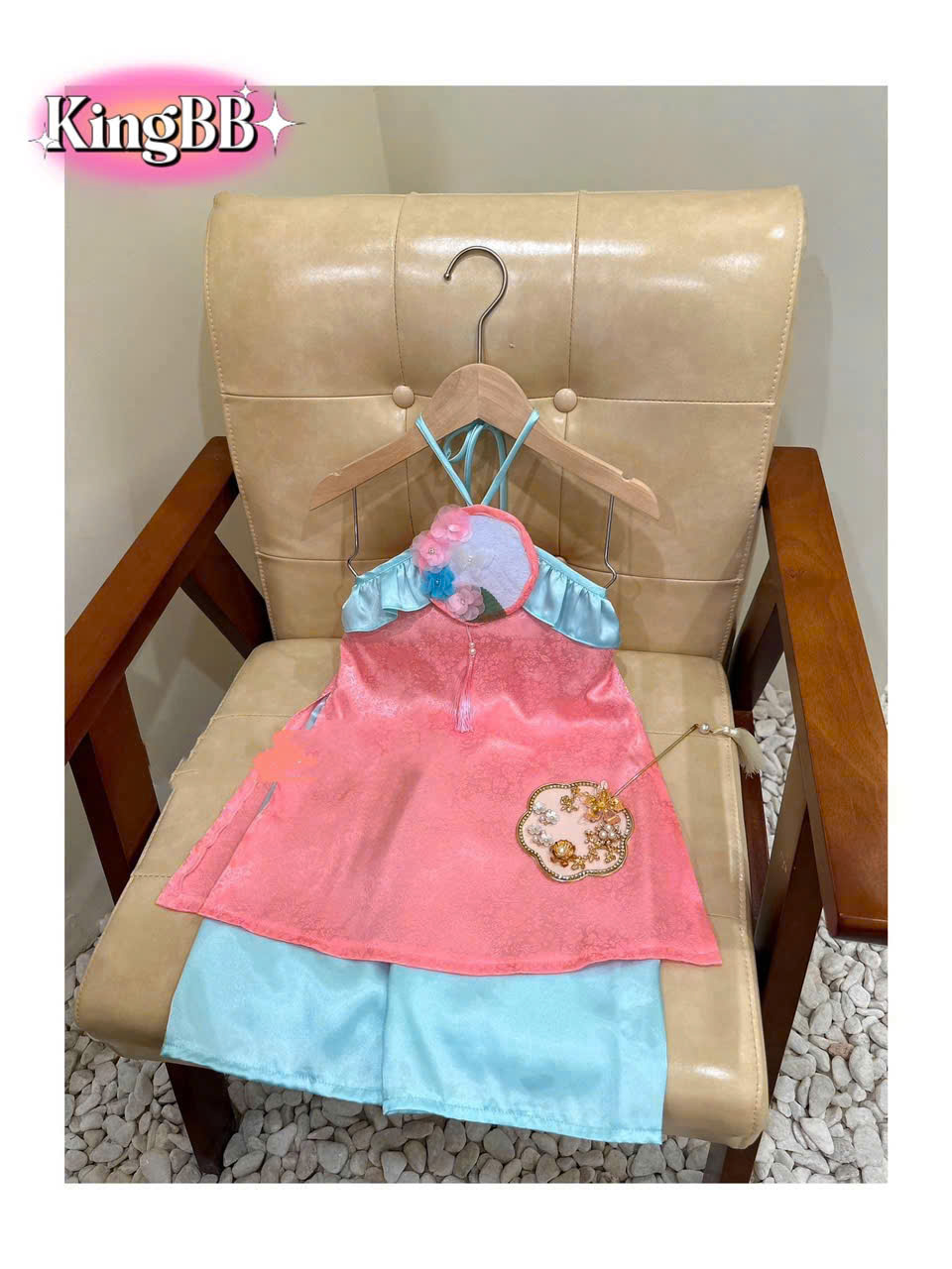 bộ áo yếm chúc mai phối quần suông lạ mắt bé gái diện lễ tết từ 10-45kg hàng thiết kế