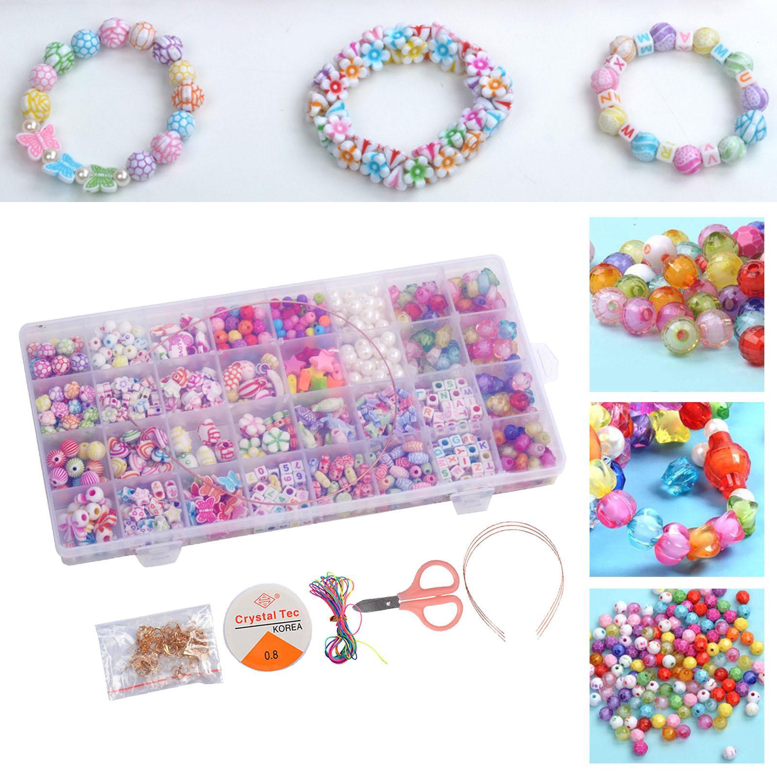 Acrylic Seed Beads Kit, Colorful Beading Supplies Number Beads Mini Pony Beads Kit for Bracelet Beads DIY Jewelry Making Birthday Beading
