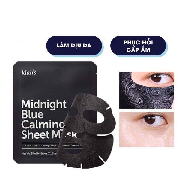 Mặt Nạ Giúp Làm Dịu, Phục Hồi Da Klairs Midnight Blue Calming Sheet Mask 25ml