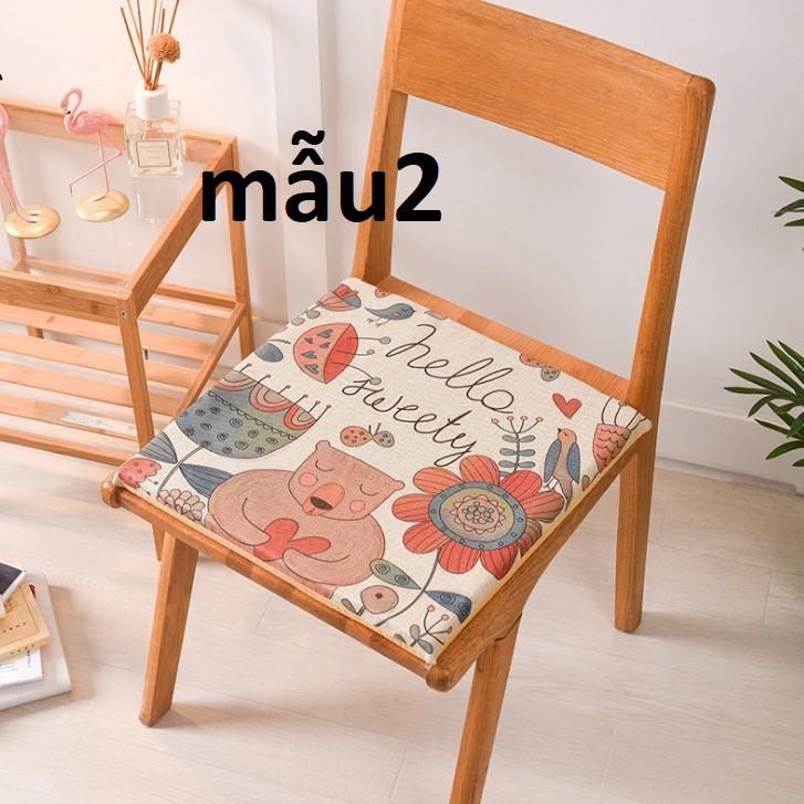 Đệm ngồi bệt bằng mút tháo ra giặt được 45*45cm có dây cột