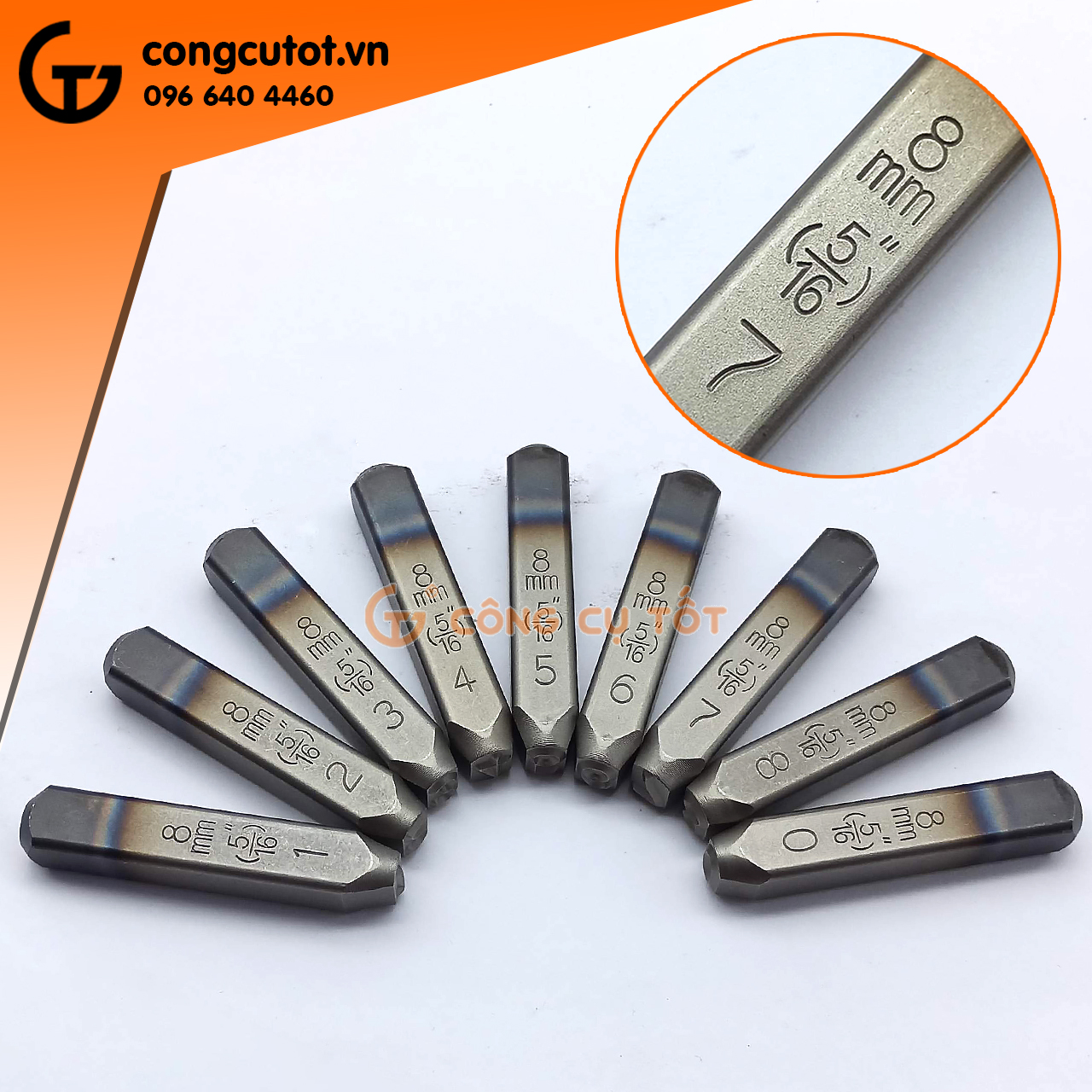 Bộ đóng số Xuôi TOP cỡ 8mm