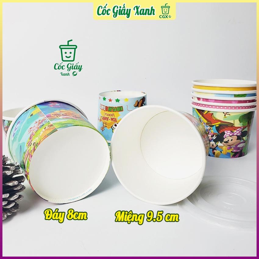 50 Tô Bát Giấy 300ml Có In Họa Tiết Siêu Đẹp Dùng 1 Lần Đựng Kem, Cháo Dinh Dưỡng