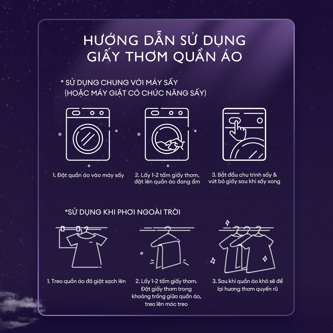 Combo 2 Giấy Thơm Arfum Dùng Cho Máy Sấy Làm Mềm Vải Và Chống Tĩnh Điện , Khử Mùi Tủ Giày, Tủ Quần Áo