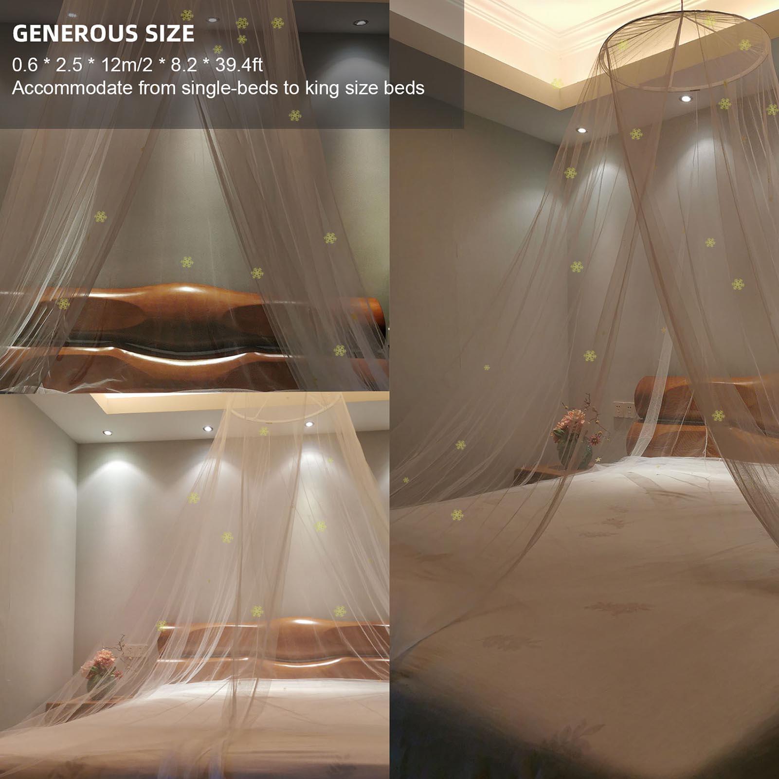 Luxury Bed Canopy Anti-mosquito Net with Snowflakes Glow in Dark Easy Setup for Kid Full King Single-Size Bed
