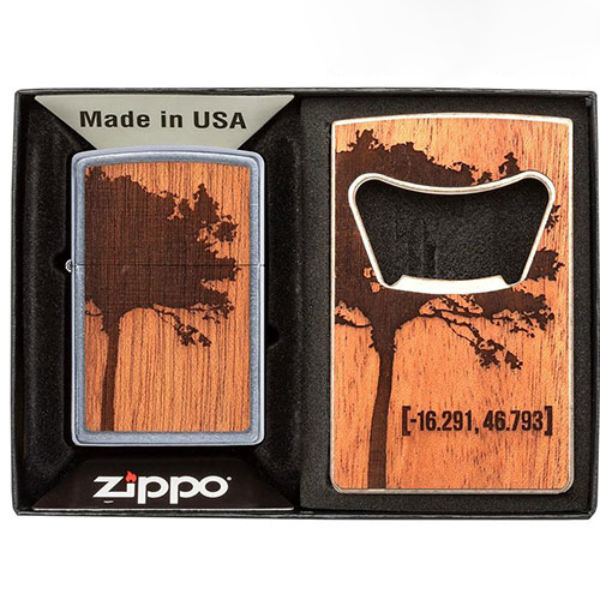 Bật Lửa Zippo 49066 – Zippo WOODCHUCK USA Lighter &amp; Bottle Opener Gift Set