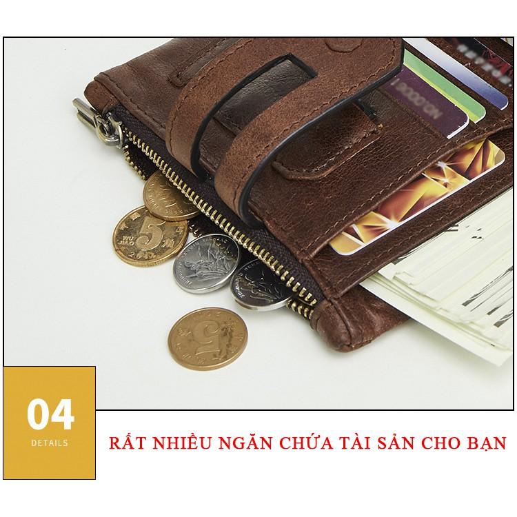 Ví Nam Da Bò Thật Có Ngăn Kéo Kèm Hộp Cao Cấp - B4B