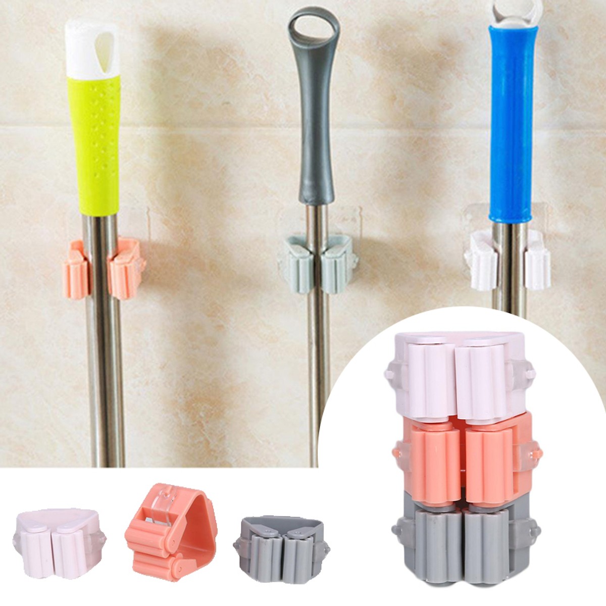 KẸP TREO ĐỒ DÙNG VỀ SINH CHỔI, CÂY LAU NHÀ TIỆN LỢI SẠCH SẼ CHO KHÔNG GIAN