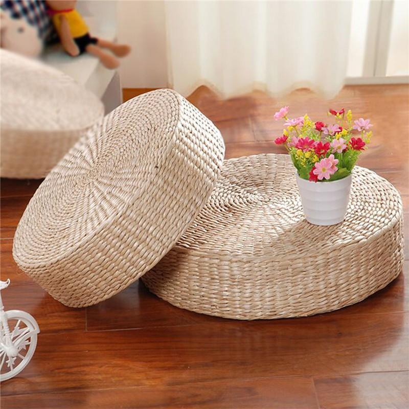 Đệm ngồi bệt hình tròn Smile Decor đan lục bình dùng ngồi thiền hoặc bàn trà Nhật - Water Hyacinth cushion